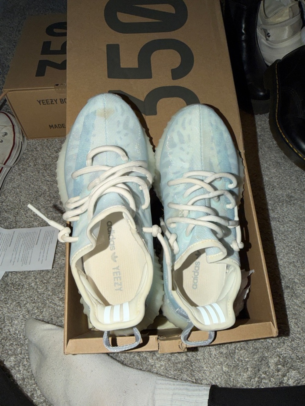 Yeezy Boost 350 V2 Pale Blue & Cream Knit Sneakers